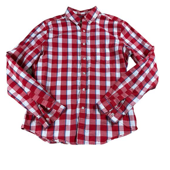 LIFE AFTER DENIM Red White Blue Plaid Long Sleeve Casual Button Down Shirt Small - Picture 1 of 5